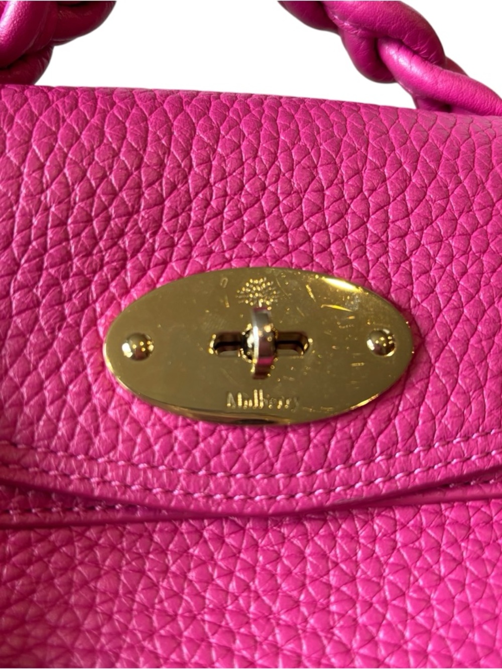 Mulberry Hot Pink Leather Crossbody Satchel with Braided Handle mini Alexa - Picture 6 of 12